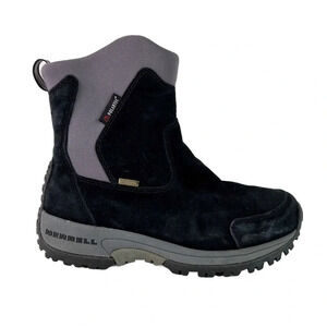 Merrell Boots Women's 6.5 Waterproof Suede Chelsea Boots Black Winter Insulate